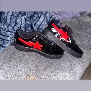 Bape Black and Red Star Sneakers brand new only tried on!! Literally🤣